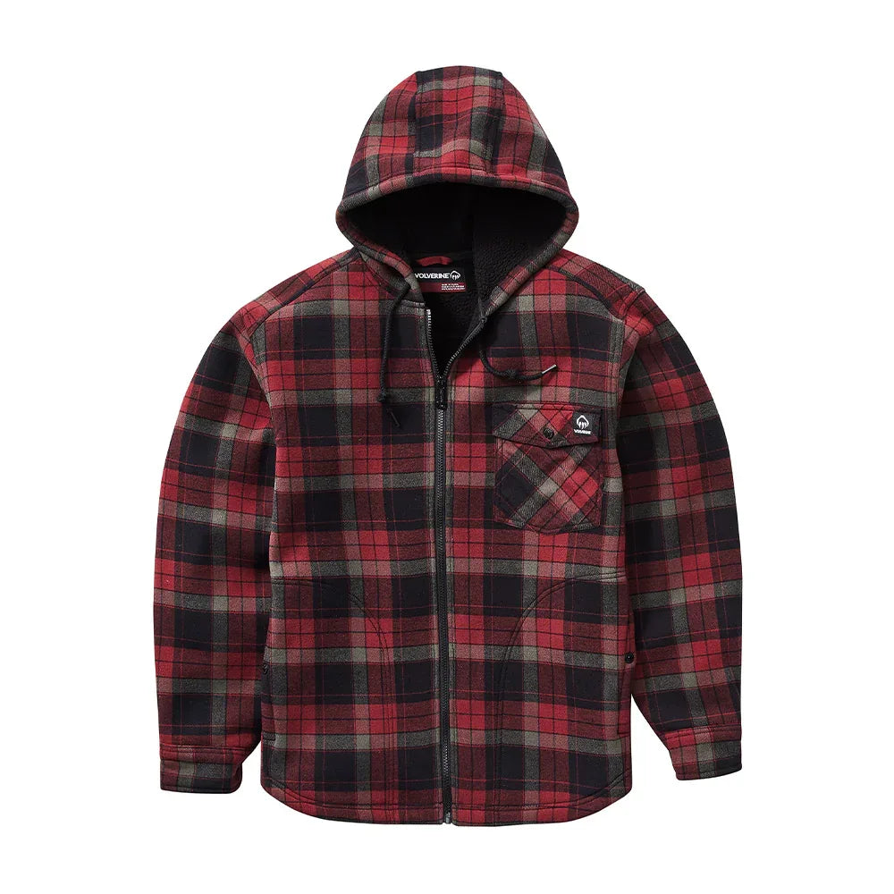 Wolverine Bucksaw Hooded Sherpa - Garnet Plaid - RSEA Safety Outlet